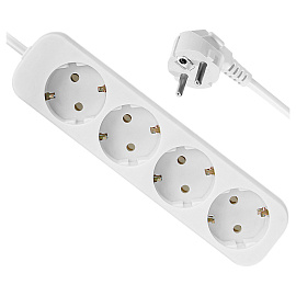 Удлинитель Defender E430, 4 розетки, с заземлением, 3м, белый фото Удлинитель Defender E430, 4 розетки, с заземлением, 3м, белый