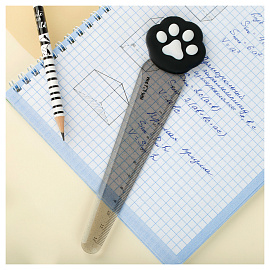 Линейка с топпером 12см MESHU "Paw", пластиковая, европодвес фото Линейка с топпером 12см MESHU "Paw", пластиковая, европодвес