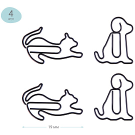 Скрепки фигурные 19мм, MESHU "Cat&Dog ", 4шт., пакет с европодвесом фото Скрепки фигурные 19мм, MESHU "Cat&Dog ", 4шт., пакет с европодвесом