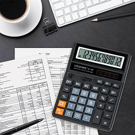 Калькулятор настольный CROMEX (КРОМЕКС) 888 (185x145 мм), 12 разрядов, ЧЕРНЫЙ, 271728