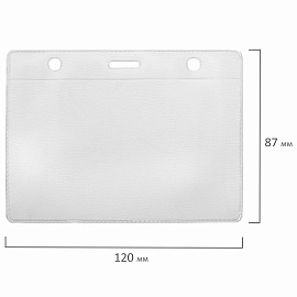 Бейдж Attache горизонтальный 120х87 мм с зажимом и синей тесьмой (10 штук в упаковке, размер вкладыша: 113х70)