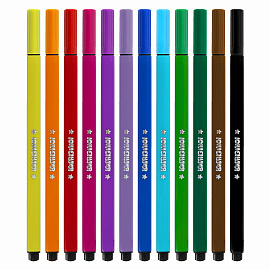 Фломастеры ЮНЛАНДИЯ "ДОМИКИ", 12 цветов, трехгранные, вентилируемый колпачок, картон, 152182