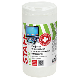 Салфетки АНТИБАКТЕРИАЛЬНЫЕ универсальные, STAFF "EVERYDAY", 100 шт., 513478 фото Салфетки АНТИБАКТЕРИАЛЬНЫЕ универсальные, STAFF "EVERYDAY", 100 шт., 513478