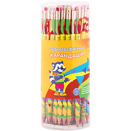 Карандаш ч/г Мульти-Пульти "Приключения Енота" HB, с ластиком, круглый, заточен., рисунок на корп. ассорти