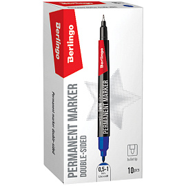 Маркер перманентный двухсторонний Berlingo "Multiline PE55" синий, пулевидный, 0,5/1мм