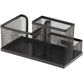 Настольная подставка СТАММ, металлическая, 3 секции, черная