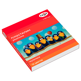 Пластилин Гамма "Мультики", 12 цветов, 240г, со стеком, картон. упаковка