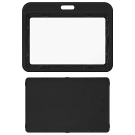 Бейдж горизонтальный (54х85 мм), черный, МАТОВАЯ ПОВЕРХНОСТЬ, BRAUBERG EXTRA, 238819