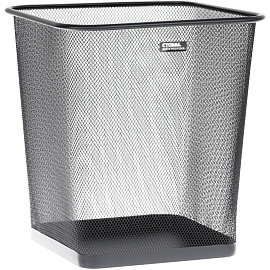 Корзина для бумаг СТАММ, 20л, сетчатая, металлическая, квадратное основание, черная