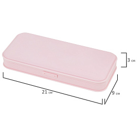 Пенал пластиковый BRAUBERG, пастельный розовый, С НАКЛЕЙКАМИ, 21х9х3 см, 272271
