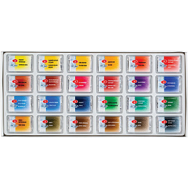 Краски акварельные Белые ночи набор 24 цвета по 2.5 мл в кюветах с палитрой