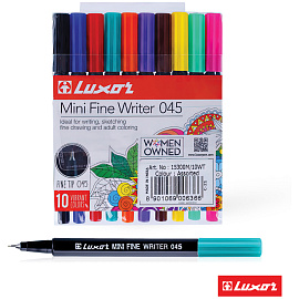 Набор капиллярных ручек Luxor "Mini Fine Writer 045" 10цв., 0,8мм, европодвес