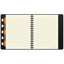 Бизнес-тетрадь А5+, 80л., Berlingo "Steel&Style Pro", клетка, на гребне, 80г/м2, перфорация, разделители, линейка, закладка, черная
