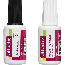 Набор корректирующая жидкость (штрих) быстросохнущая и разбавитель Attache 2x20 мл