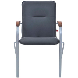 Конференц-кресло Samba Silver чёрное/вишня (экокожа, металл серебристый)