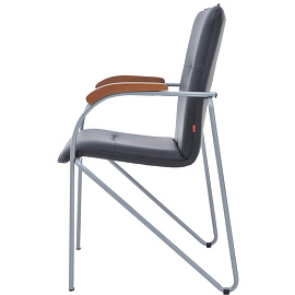 Конференц-кресло Samba Silver чёрное/вишня (экокожа, металл серебристый)