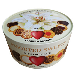 Набор кондитерских изделий Assorted Sweets сдобное печенье и шоколадные конфеты 500 г
