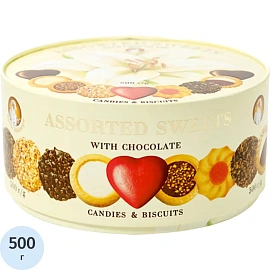 Набор кондитерских изделий Assorted Sweets сдобное печенье и шоколадные конфеты 500 г