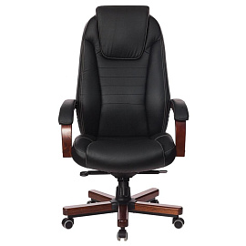 Кресло для руководителя Бюрократ T-9923WALNUT чёрное (натуральная кожа с компаньоном, металл) фото Кресло для руководителя Бюрократ T-9923WALNUT чёрное (натуральная кожа с компаньоном, металл)