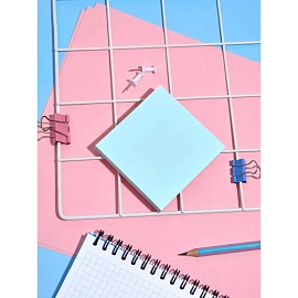 Стикеры Комус 76x76 мм пастельные голубые (1 блок на 100 листов)