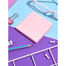 Стикеры Комус 76x76 мм пастельные розовые (1 блок на 100 листов)