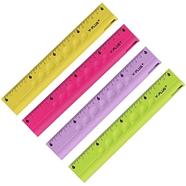 Линейка Y-plus 4в1 20 см пластиковая прозрачная