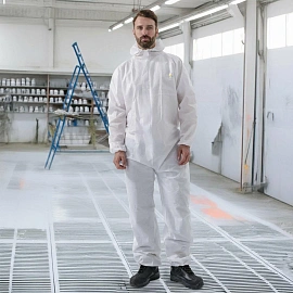 Комбинезон одноразовый с капюшоном Delta Plus DT215 белый 50 г/кв.м (размер 52-54, XL, DT215XG)