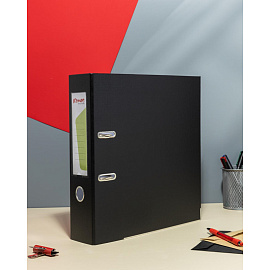 Папка-регистратор Комус Экономи 80 мм чёрная бумвинил/бумага с защитным уголком