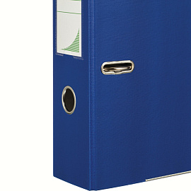 Папка-регистратор Комус Экономи 80 мм синяя бумвинил/бумага с защитным уголком