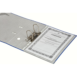 Папка-регистратор Комус Экономи 80 мм синяя бумвинил/бумага с защитным уголком