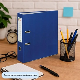Папка-регистратор Комус Экономи 80 мм синяя бумвинил/бумага с защитным уголком