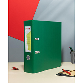 Папка-регистратор Комус Экономи 80 мм зеленая бумвинил/бумага