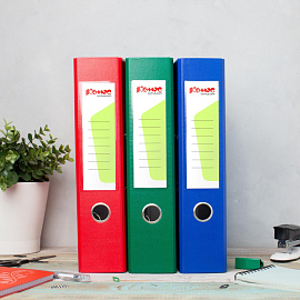 Папка-регистратор Комус Экономи 80 мм зеленая бумвинил/бумага