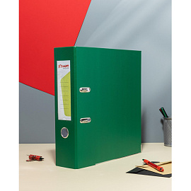 Папка-регистратор Комус Экономи 80 мм зеленая бумвинил/бумага