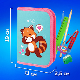 Пенал ПИФАГОР, 1 отделение, полиэстер, 19х13 см, "Red panda", 272283