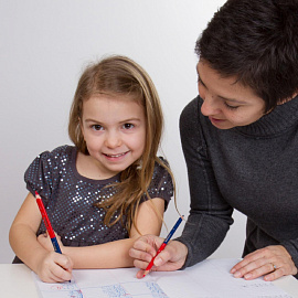 Карандаш Kores Jumbo красный/синий трёхгранный (двусторонний, утолщённый)