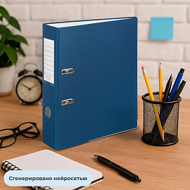 Папка-регистратор Attache Элементари Экономи 80 мм синяя бумвинил/бумага с защитным уголком