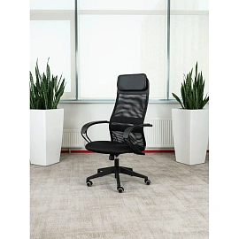 Кресло для руководителя Easy Chair 655 TTW черное (искусственная кожа/сетка/ткань, пластик)