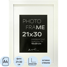 Рамка с паспарту Gloria White А4 21x30 см пластиковый багет 21 мм белая