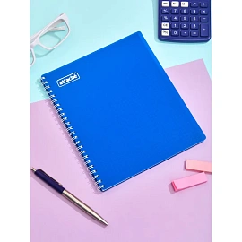 Тетрадь общая Attache Plastic А5 80 листов в клетку на спирали (обложка синяя, тиснение фольгой)