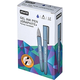 Ручка гелевая неавтоматическая Attache Selection Graphite синяя корпус soft touch (толщина линии 0.35 мм)