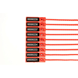 Пломба пластиковая номерная 255 мм красная (1000 штук в упаковке)