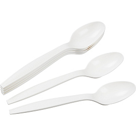 Ложка одноразовая столовая Green Mystery белая 170 мм (50 штук в упаковке)