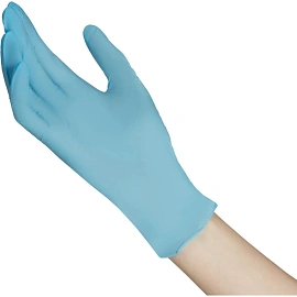 Перчатки медицинские смотровые нитриловые Benovy текстурированные нестерильные неопудренные размер XS (5-6) голубые (100 пар/200 штук в упаковке)