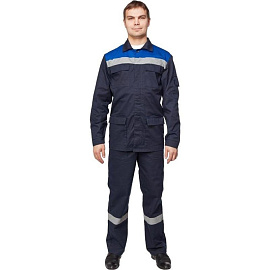 Костюм рабочий летний мужской л05-КБР с СОП синий/васильковый (размер 44-46), рост 170-176 см)