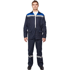 Костюм рабочий летний мужской л05-КБР с СОП синий/васильковый (размер 52-54, рост 170-176 см)