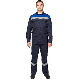 Костюм рабочий летний мужской л05-КБР с СОП синий/васильковый (размер 56-58, рост 170-176 см)