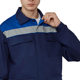 Костюм рабочий летний мужской л05-КБР с СОП синий/васильковый (размер 48-50, рост 182-188 см)