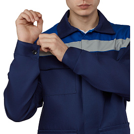 Костюм рабочий летний мужской л05-КБР с СОП синий/васильковый (размер 48-50, рост 182-188 см)