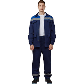Костюм рабочий летний мужской л05-КБР с СОП синий/васильковый (размер 48-50, рост 182-188 см)